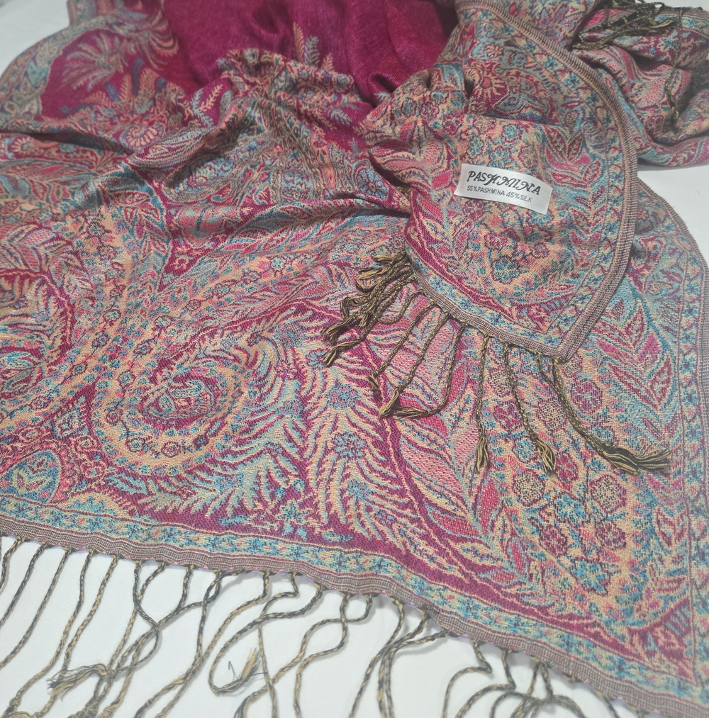 Pashmina Fringe Oversized Paisly Scarf Wrap Silk Whimsical Fairy Stevie Nicks